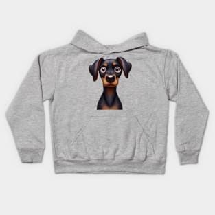 Adorable Doberman Puppy Graphic Design Kids Hoodie